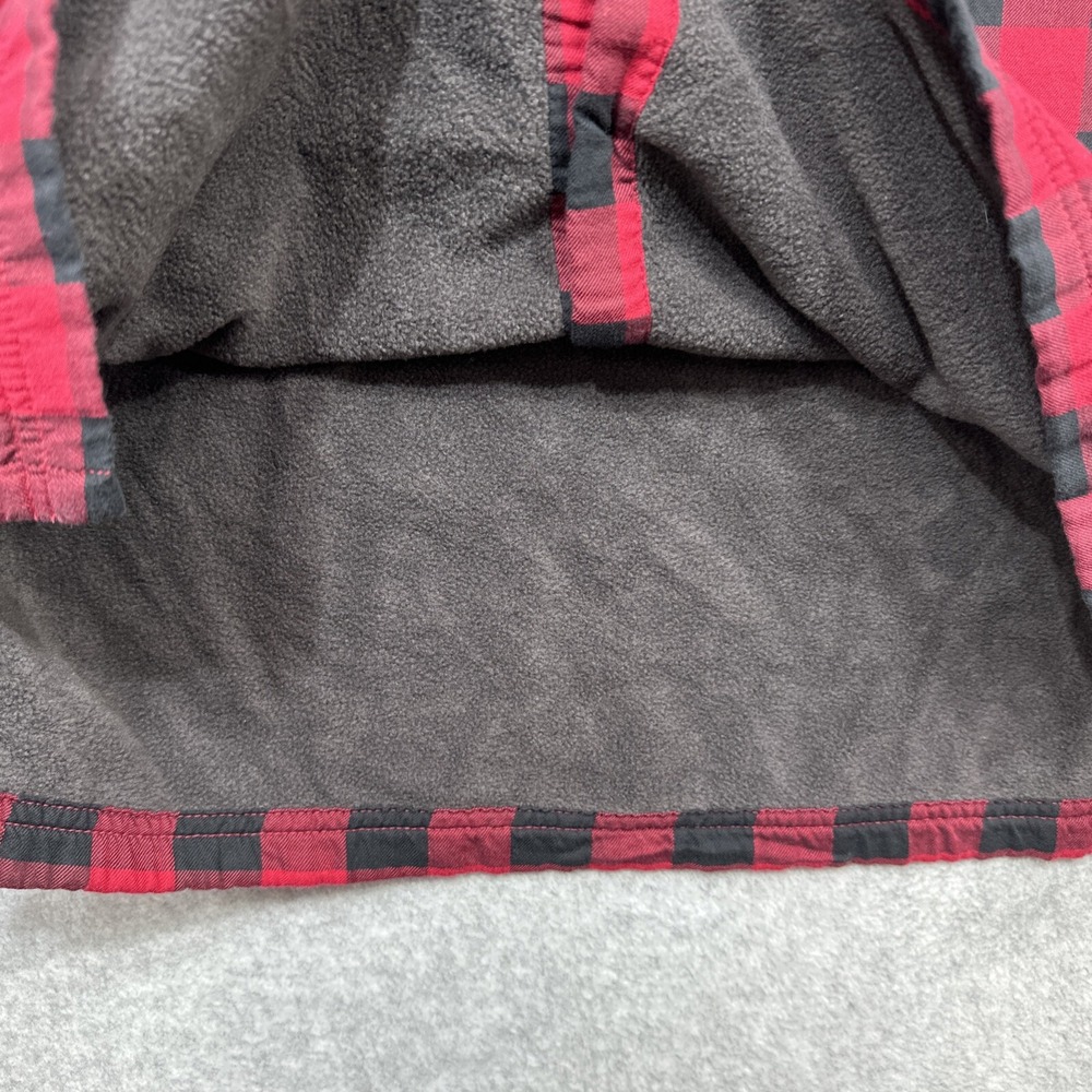 LL Bean Fleece Lined Flannel Hoodie Women Small Red Buffalo Plaid Cozy Shacket - Picture 11 of 13